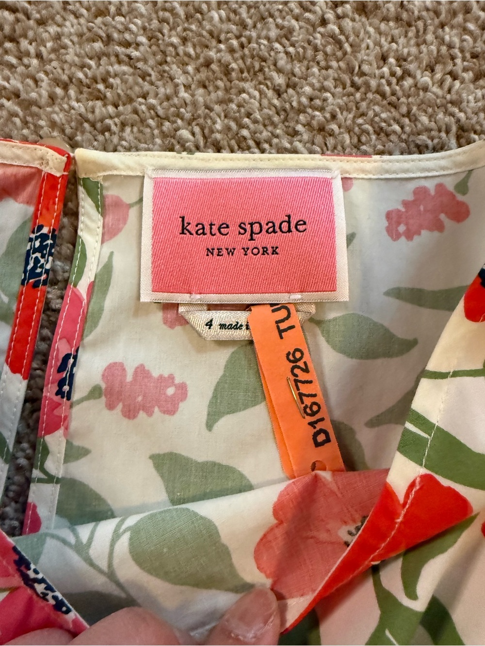 KateSpade Garden Blooms Floral Shirred Waist Dress - Pink & Red Flowers - Picture 5 of 5